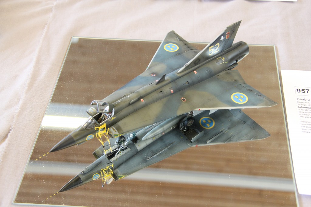 Björns Franssons detaljerade modell av en J 35J från F 10, vann Chefens för Flygvapnet vandringspris. Foto Hans Groby 