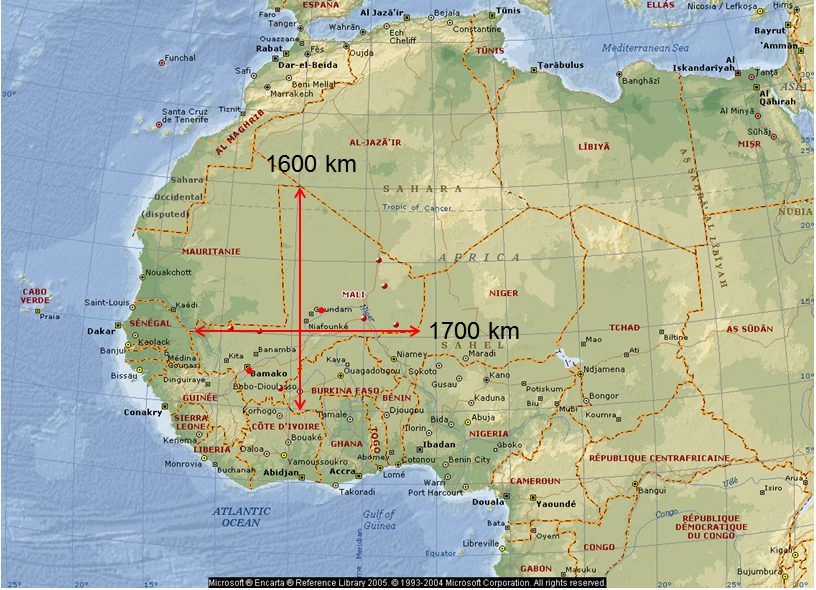 Mali är lika långt som Sverige och betydligt bredare.