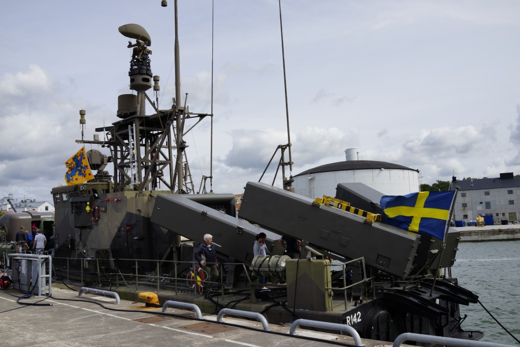 Tidigare robotbåten HMS Ystad, numera M/S Ystad, veteranfartyg i Visby Hamn sommaren 2015.