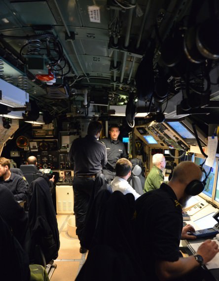 Ubåten Södermanlands manöverrum. BIld tagen i samband med ÖB besök hösten 2012. (foto: A Sannerman/1.ubflj)